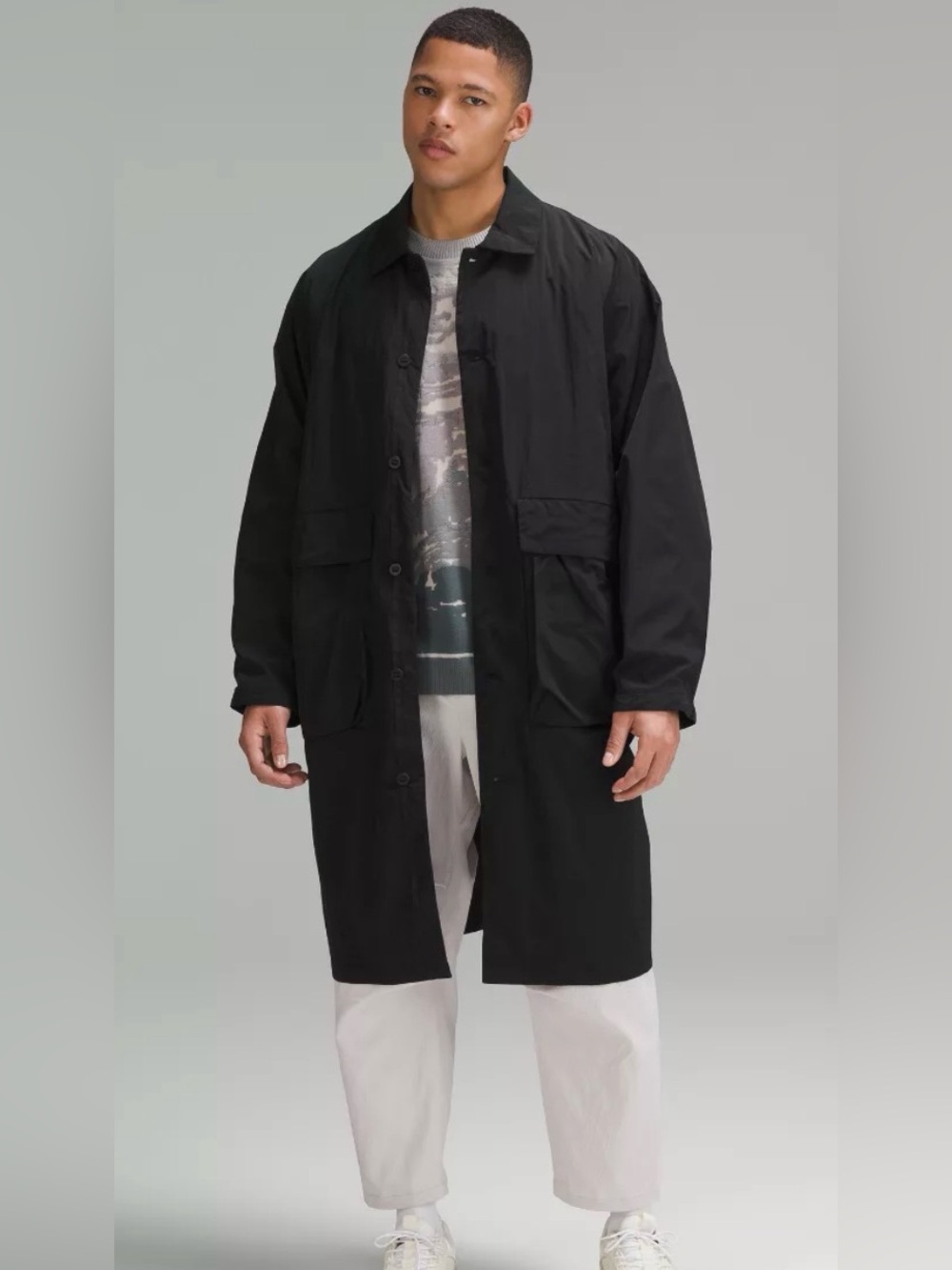 lululemon Lab Black Long Trench Coat